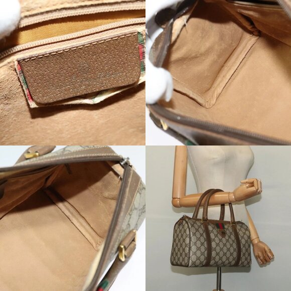 GUCCI GG Supreme Web Sherry Line Boston Bag PVC Beige Gold 40 02 006 Auth 141698 - Picture 15 of 15